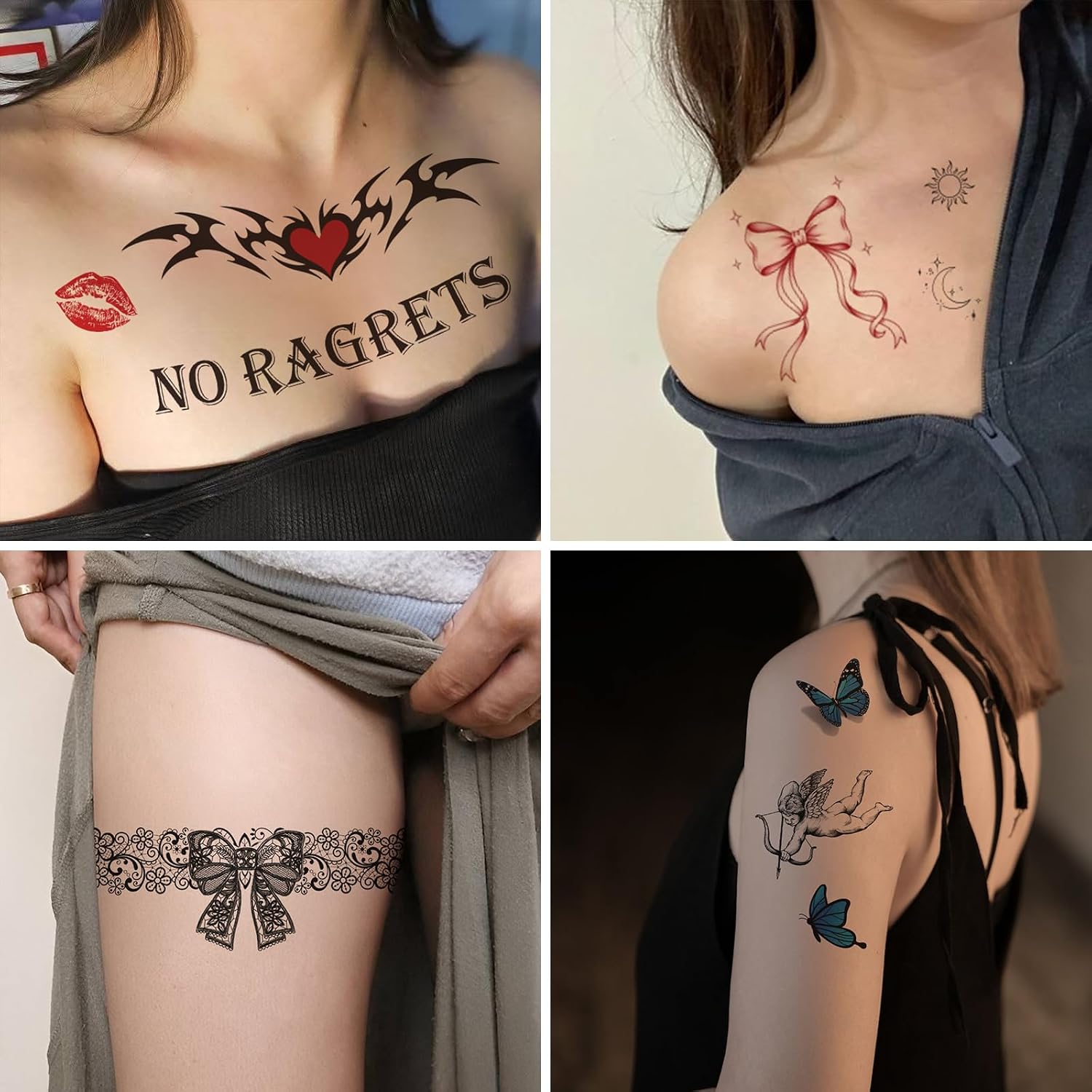 Barbed Wire Temporary Tattoo No Ragrets Halloween Costume Tattoos Stickers For Adults Men Women