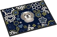 Vista 176 de Caroline's Treasures BB1449JMAT - Tapete de bienvenida de carlino negro, 24 x 36 pulgadas, tapete azul para puerta delantera, para interiores