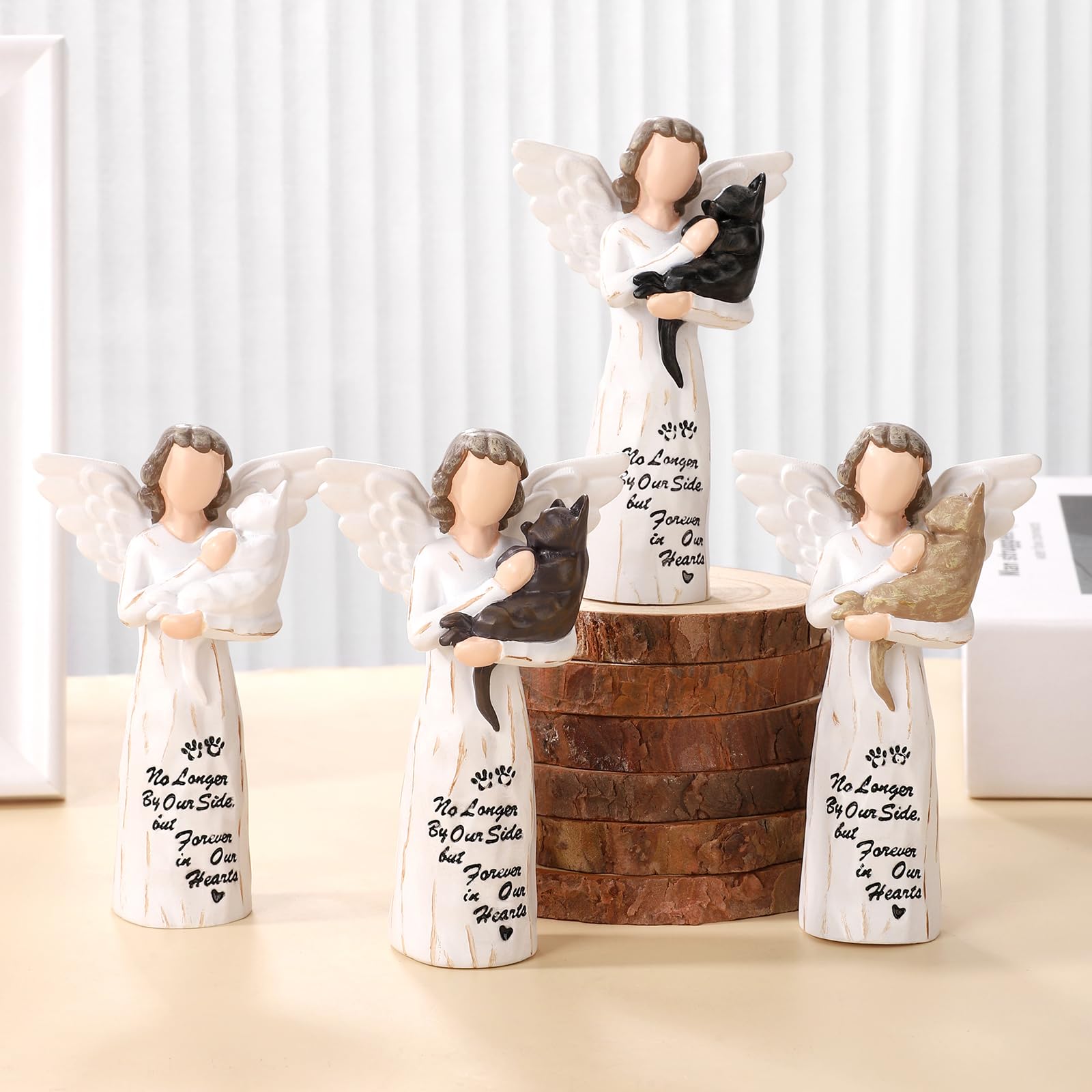 Cat Memorial Gifts, Angel Figurine Statue for Cat Lovers in Memory of Their Beloved Cat (Light Brown Angel Cat)