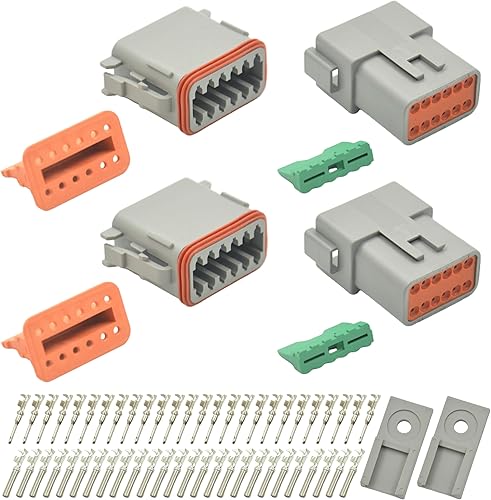 Miniatura 11 de Kit de 215 piezas de conectores Deutsch, conectores DT de 2, 3, 4, 6, 8 y 12 pines, conectores eléctricos impermeables IP67 con 75 pares de