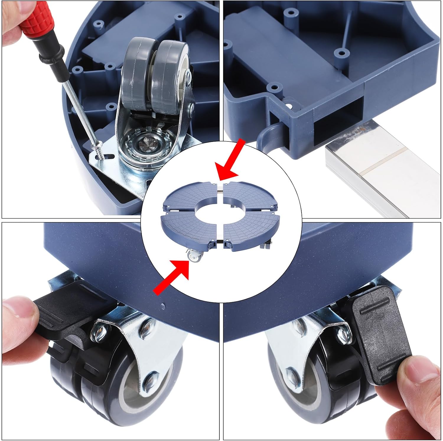 PATIKIL Plant Stand with Wheels, Adjustable 16 18 Inch Rolling Plant Stand Trolley Planter Dolly with Caster for Indoor Outdoor Flower Pot, Gray