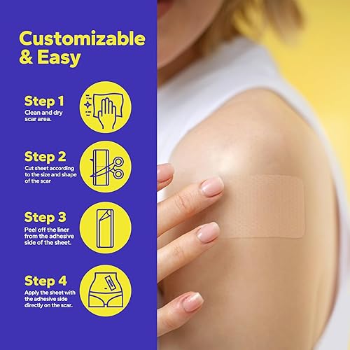 Miniatura 3 de Hojas de silicona para cicatrices (rollo de 1.6 x 60 pulgadas - 1.5 M), cinta de silicona para cicatrices quirúrgicas, queloides y cicatrices de