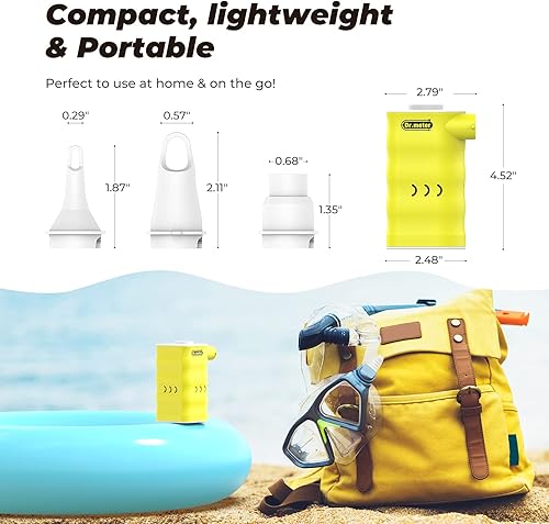 Miniatura 6 de Bomba de colchón de aire batería portátil recargable de 6000 mAh, inflador de aire eléctrico de llenado rápido para acampar al aire libre, cama