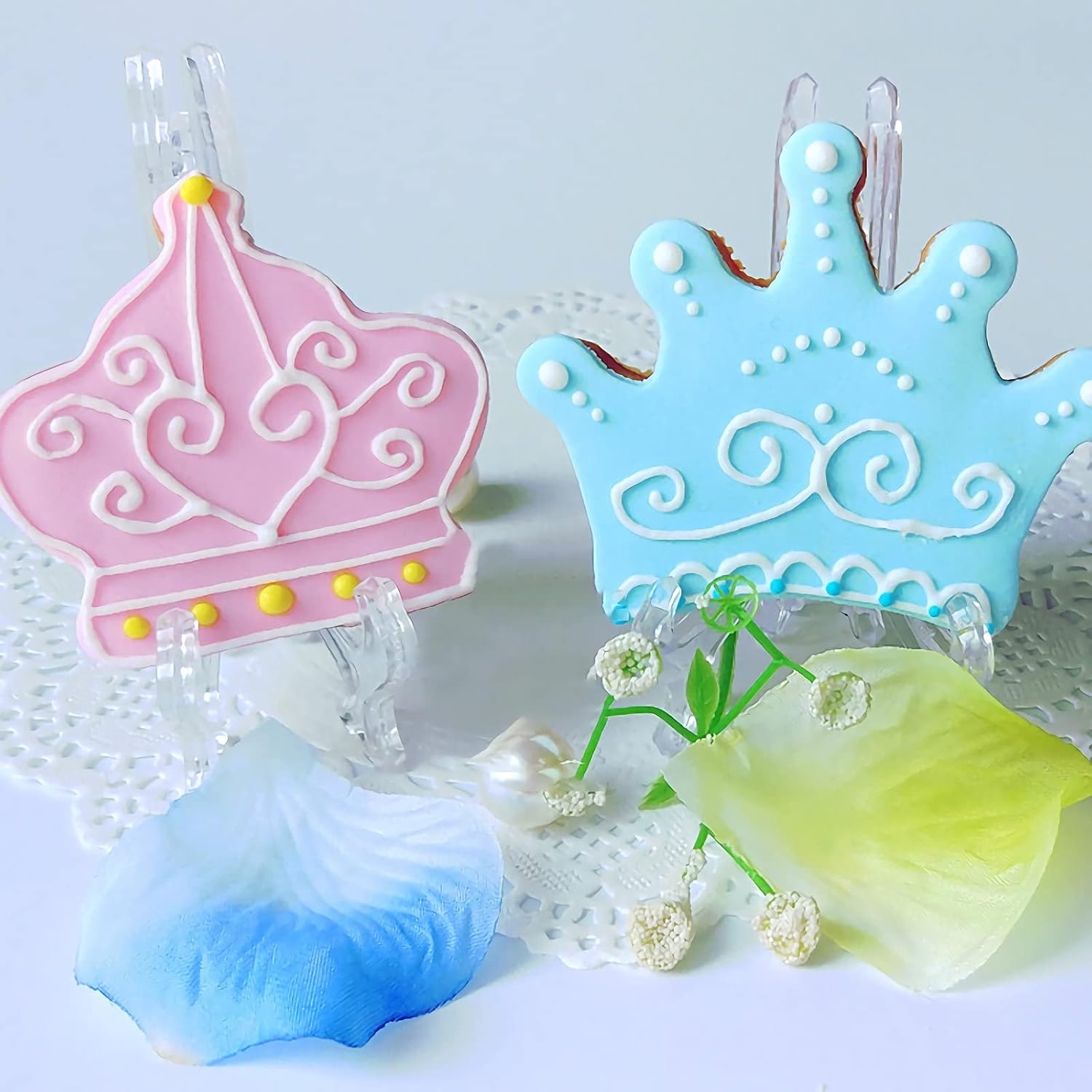 Crown Cookie Cutters Shapes Set of 7 - Stainless Steel Metal King Crown, Queen Crown, Prince Crown, Princess Crown, Diamond, Iris Cookie Cutter Biscuit Fondant Mold for Birthday Wedding Valentine Day image 5
