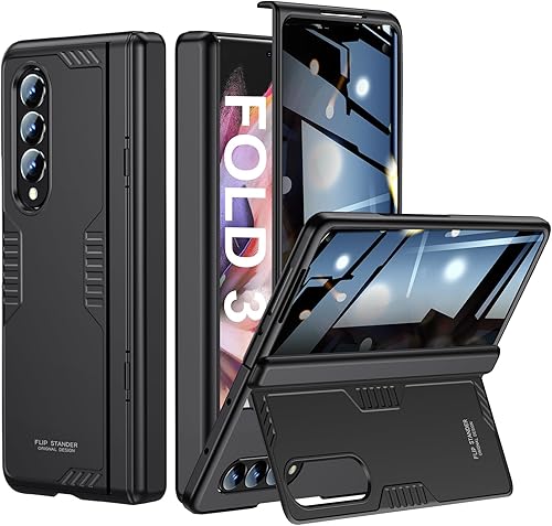 Miniatura 8 de Funda para Samsung Z-Fold-3 Soporte oculto Carga inalámbrica Funda delgada con protección de bisagra ligera con protector de pantalla - Funda