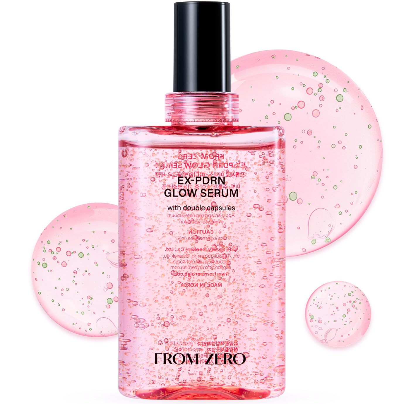 FROM ZERO EX-PDRN Glow Serum, 3.38 fl.oz. Facial Moisturizer for Dry Skin, Rose Scented, Hydration, Broccoli PDRN, Jinseng Exosomes, Vegan Collagen, Niacinamide, Gift for Girlfriend