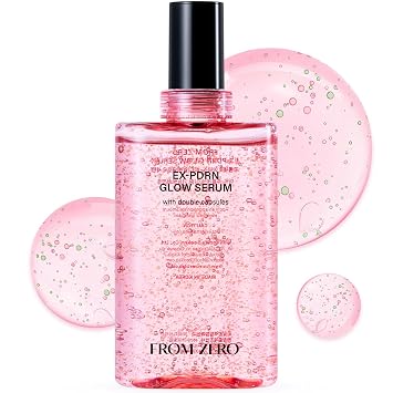 FROM ZERO EX-PDRN Glow Serum, 3.38 fl.oz. Facial Moisturizer for Dry Skin, Rose Scented, Hydration, Broccoli PDRN, Jinseng Exosomes, Vegan Collagen, Niacinamide, Gift for Girlfriend