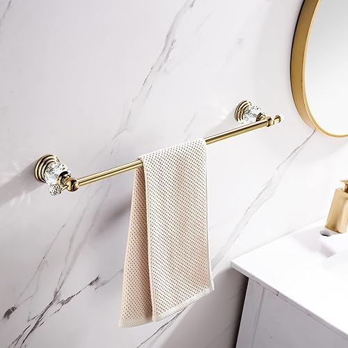 Miniatura 9 de WINCASE Barra de toalla dorada, soporte de toalla de cristal ajustable, baño con acabado dorado, toalleros individuales montados en la pared