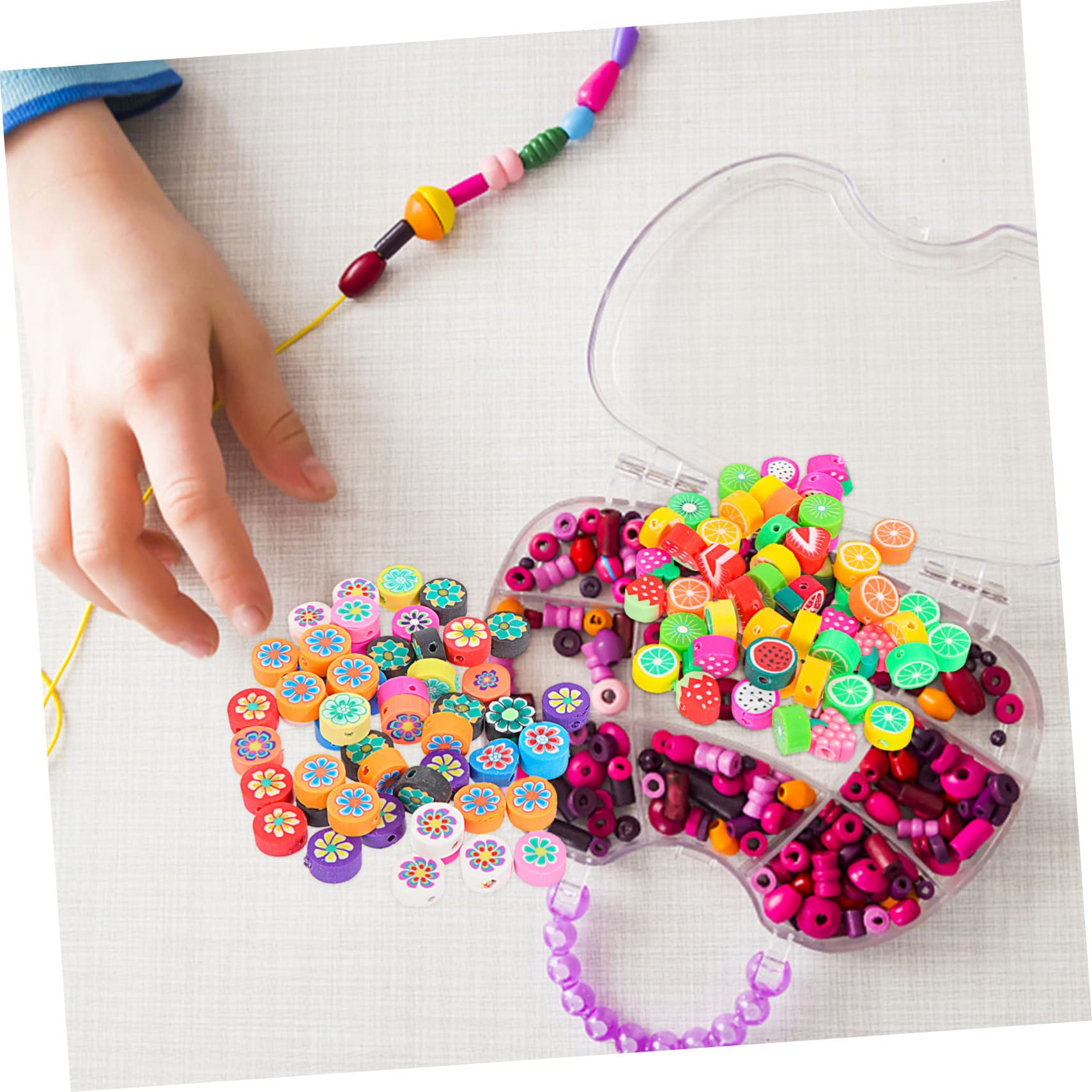 STOBOK 400stücke Polymer Clay Spacer Beads Für Schmuck Bunte Blumen Und Fruchtperlen Für Armbänder Halsketten Und Kreative Bastelprojekte Für Erwachsene