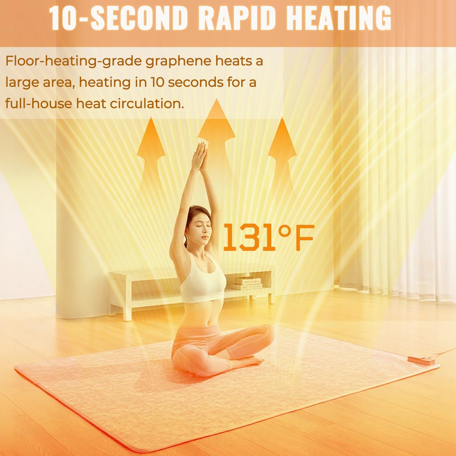 Tappeto riscaldato, riscaldatore per Piedi con Temperatura Regolabile e Timer di 12 Ore, Tappeto Elettrico riscaldato per Interni, per casa e Ufficio.,59×39in