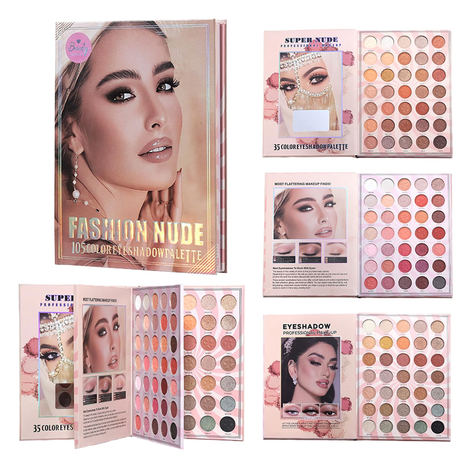 Ombretti 105 Colori Per Illuminante Impermeabile | Palette per il Trucco a Forma di Libro Per Ragazze Adolescenti Festa Halloween Viaggio Occasioni Speciali Tutti I Giorni