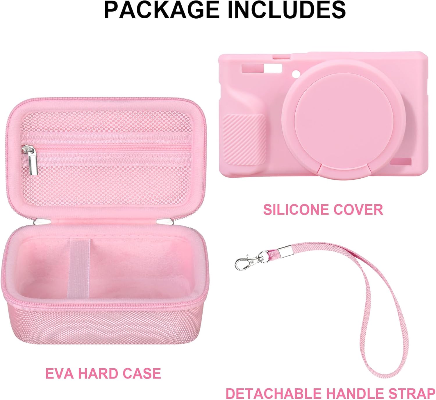 Canboc Case for Canon PowerShot G7X Mark III Digital Camera, 1* Hard Carrying Case + 1* Soft Silicone Cover with Removable Lens Cover, Pink (Case Only) - Image 2