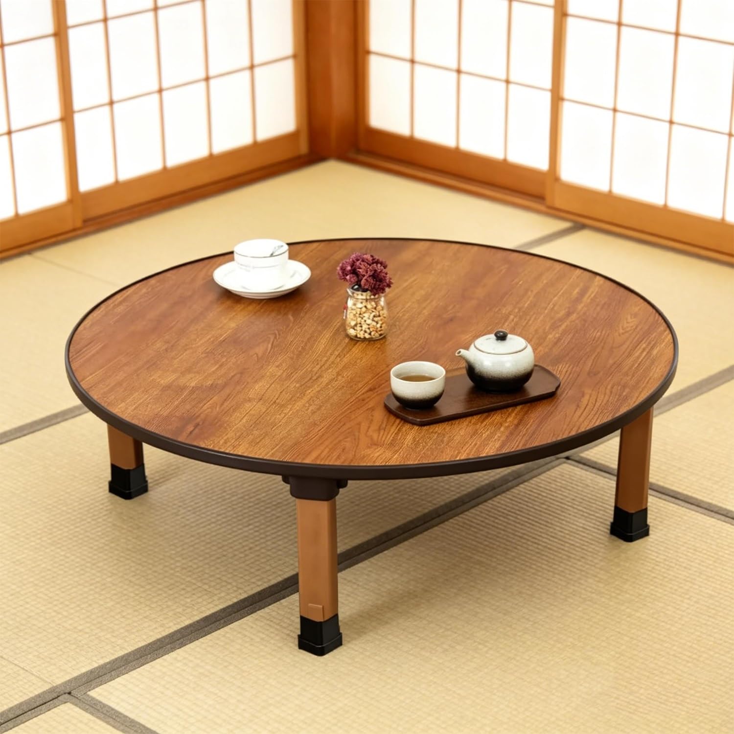 Table basse pliante japonaise pour repas sur ordinateur portable et thé