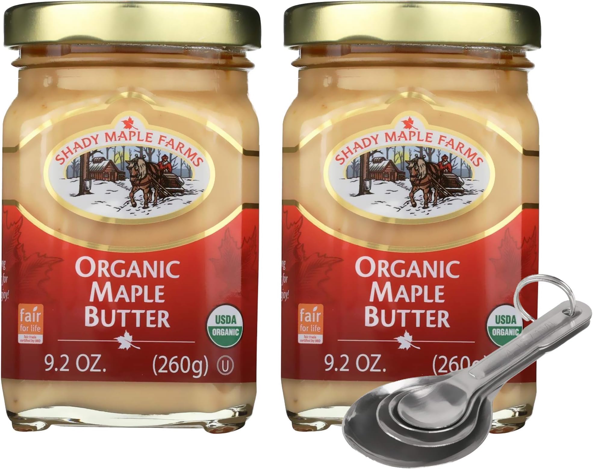 [Pack of 2] [Free Measuring Spoon] Shady Maple Farms Maple Butter, 100% Pure & Organic - 9.2 Ounce