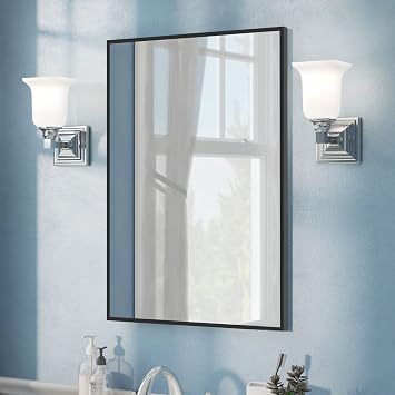 NeuType Large Bathroom Mirrors Wall Mounted Mirrors for Bathroom Bedroom Living Room,Vanity Mirror,Aluminum Alloy Thin Frame,Burst-Proof Glass Black