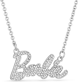 Barbie Crystal Script Logo Necklace (Silver)