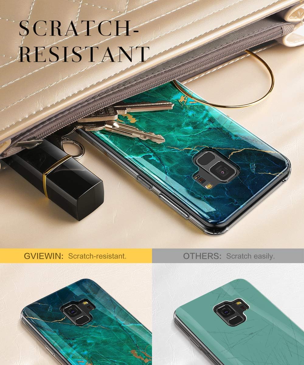 GVIEWIN Marble Galaxy S9 Case, Ultra Slim Thin Glossy Soft TPU Rubber Gel Silicone Phone Case Cover for S9 (Green/Gold)