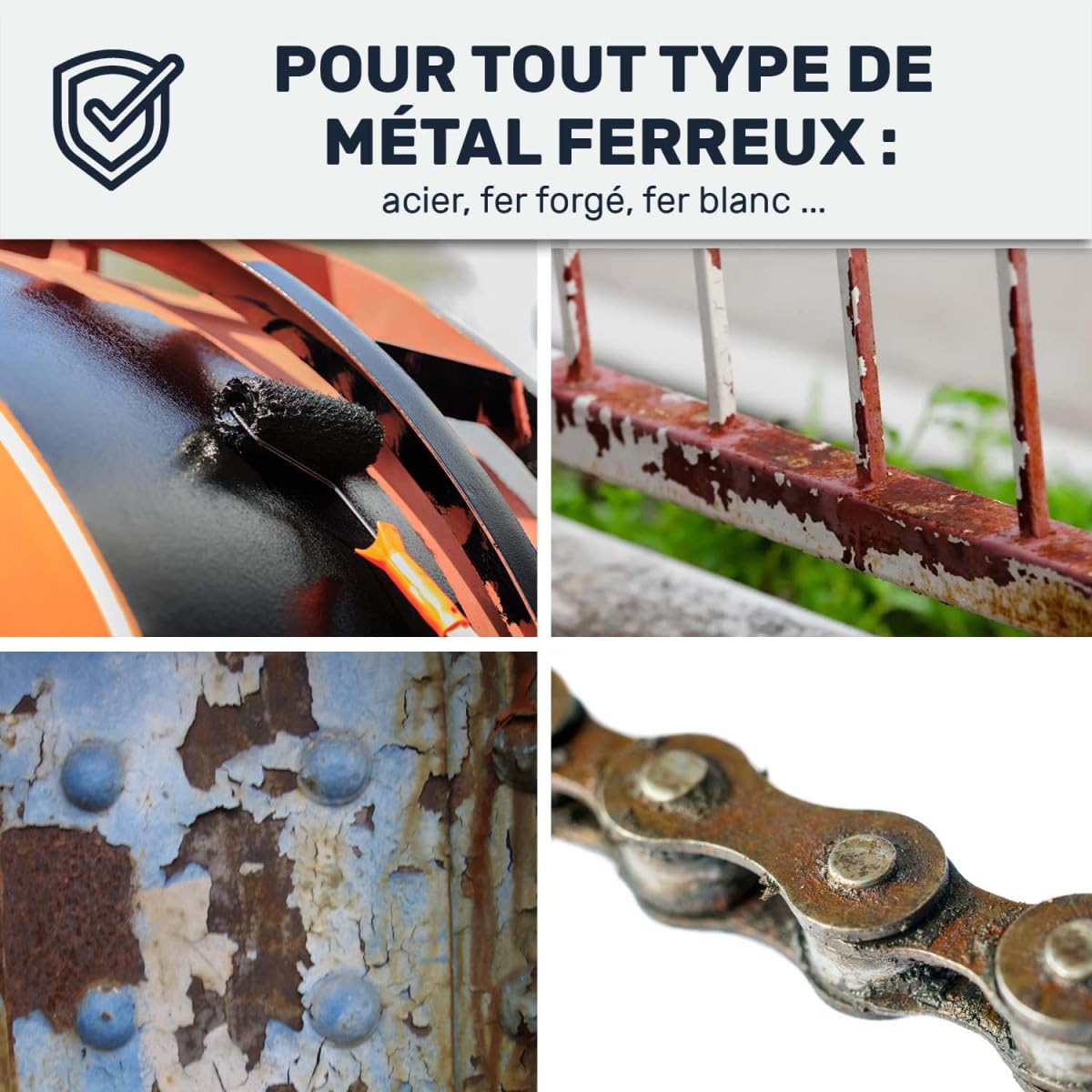 Convertisseur de rouille, Stop rouille | Produit de traitement antirouille curatif | Agit sur le métal en 15 minutes : Métal Pro - 1 L - ARCANE INDUSTRIES