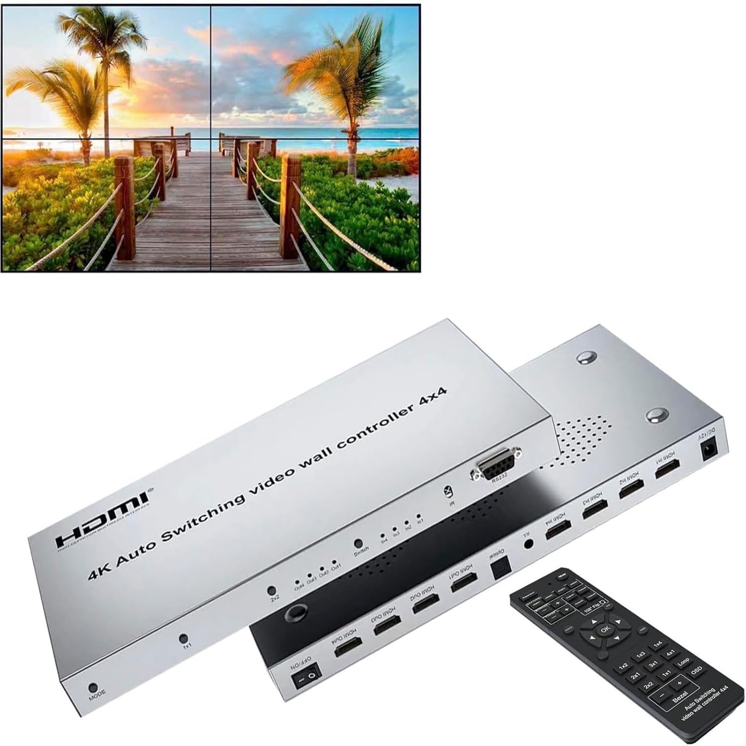 Amazon | 4Kオートスイッチングビデオウォールコントローラー 4x4