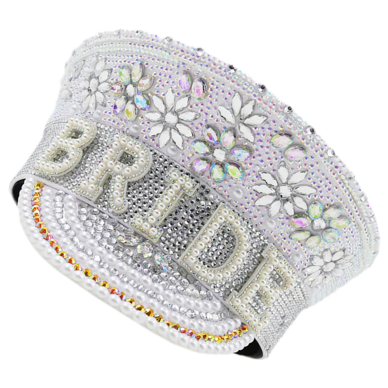 PRETYZOOM Sombrero de Novia Estilo Brillante y Glamuroso Incrustaciones de Strass Blanco Diseño Delicado y Cómodo para Bodas y Eventos Obsequios en Iglesia