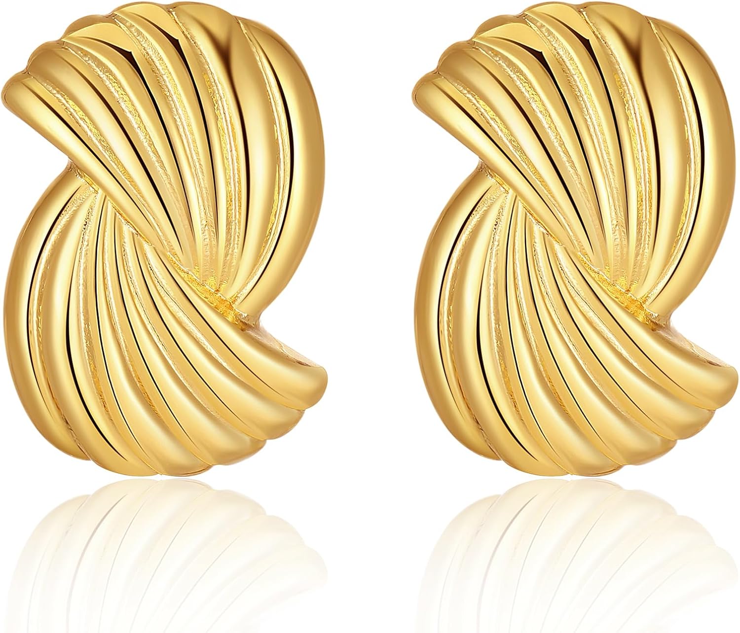 Chunky Gold Earrings for Women, Lightweight Large Gold Geometric Dangle Drop Stud Dupes Earrings, Hypoallergenic Big Statement Vintage Earrings, Trendy Jewelry Gift for Women