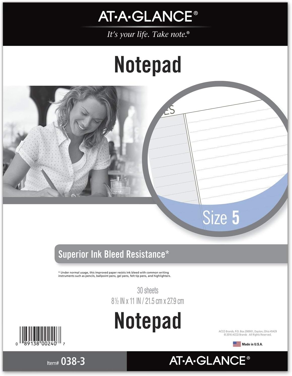AT-A-GLANCE Day Runner Lined NotePad Pages, Refill, Loose-Leaf, Undated, for Planner, 8-1/2" x 11", Size 5, 30 Sheets/Pack (038-3)