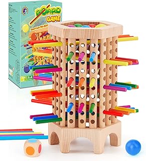 Montejoy Montessori Wooden Board Game, 36 Pieces, Colourful Wooden Sticks, Dice Game, Educational Toy, Children's Games from 3 4 5 6 Years, Fine Motor Skills Games, Family Game, Travel Game for