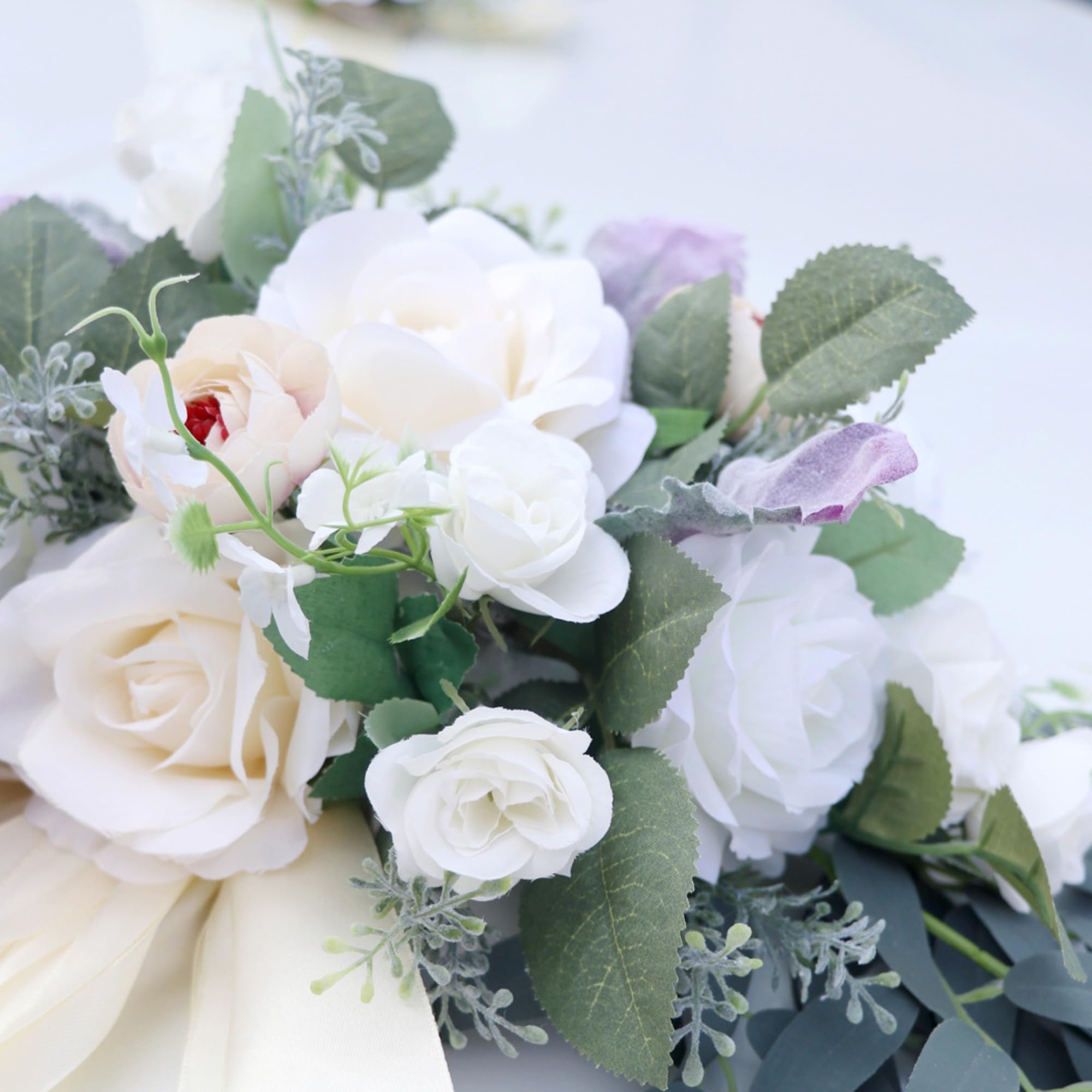 10 Stück Autoschmuck Hochzeit, Auto Hochzeitsschmuck mit Saugnapf, Weiß Auto Verschönert Rückspiegel Türgriff Motorhaube Hochzeitsdeko für Brautauto