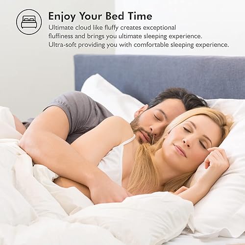 Miniatura 7 de Lujoso edredón de fibra de plumas de ganso tamaño California King para todas las estaciones, caja deflectora premium, 108 x 98 pulgadas, funda 100%