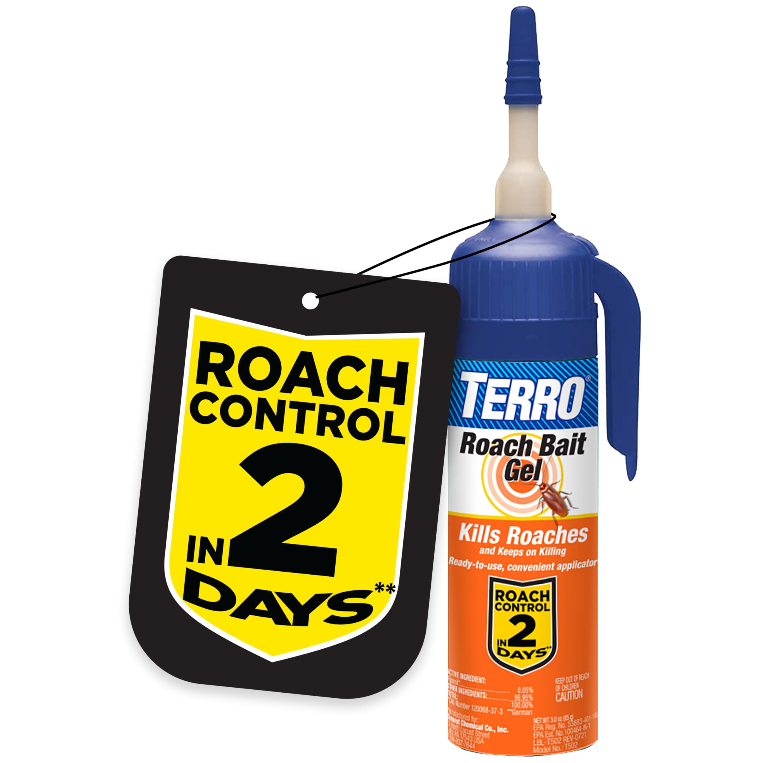 TerroT502 Ready-to-Use Indoor Cockroach Gel Bait Killer - Kills German, American, Oriental Roaches, 3 oz