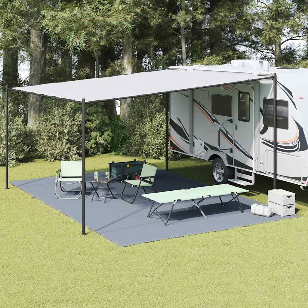 Zeltteppich Blau und Grau 600 x 400 cm Polyethylen, wetterfeste Bodenplane für Camping, Outdoor, leicht faltbar, robust, ideal für Garten, Terrasse, Zelthering, Abspannleine, Reparaturset