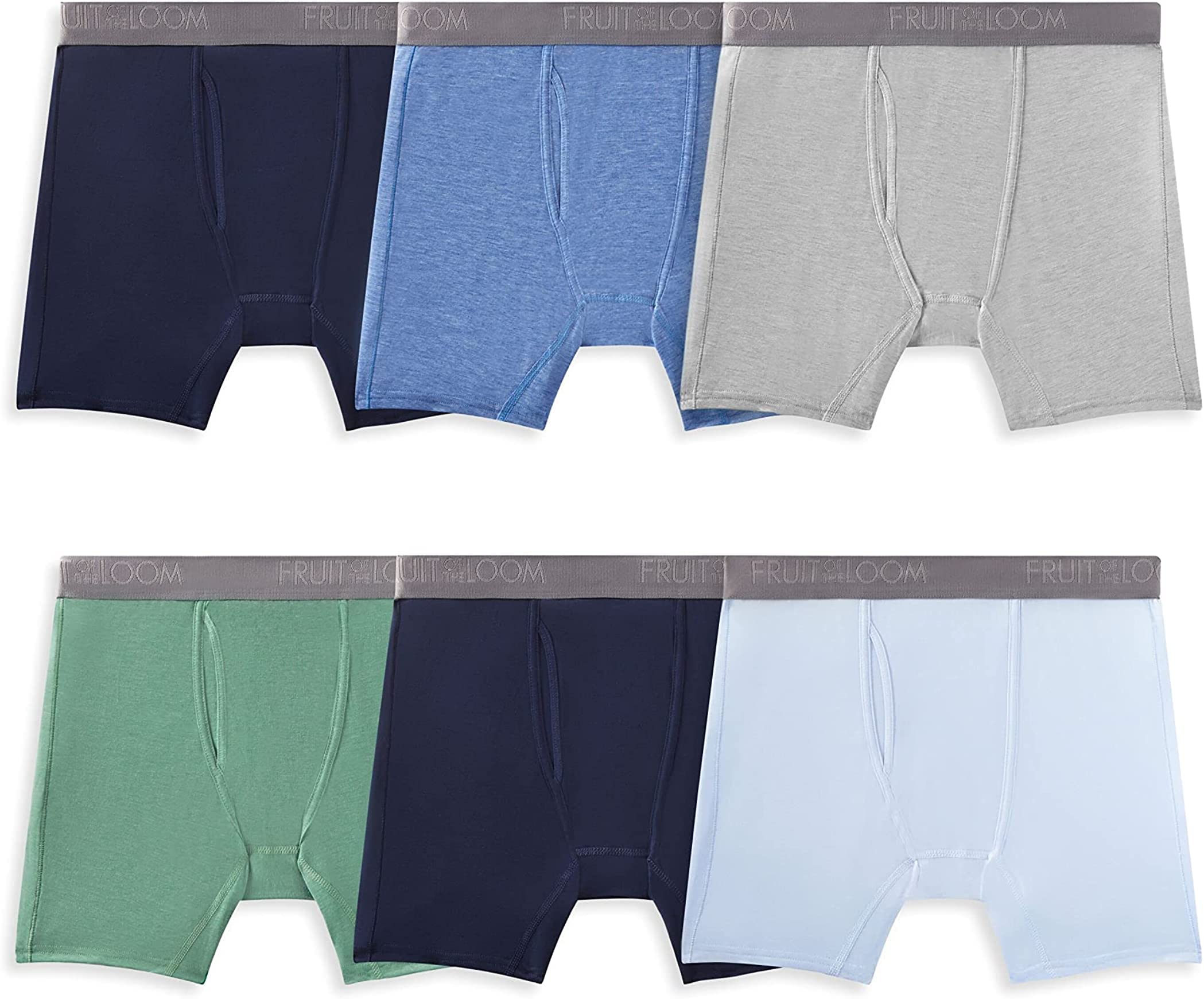 Fruit of the Loom Men's 360 Boxer Briefs, High Performance Stretch, Quick Dry & Moisture Wicking, Coolsoft-6 Pack-Colors May Vary, L (Pack of 6)