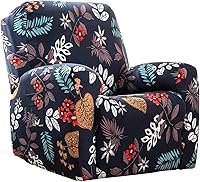 Vista 6 de Juego de 4 fundas para sillón reclinable de alta elasticidad, funda suave para sofá de 1 asiento, funda estampada para silla reclinable con bolsillo