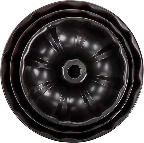 Miniatura 3 de Tosnail Juego de 3 moldes antiadherentes estriados para tartas, molde de tubo redondo para pasteles de acero, olla instantánea para hornear, 7, 8.5,