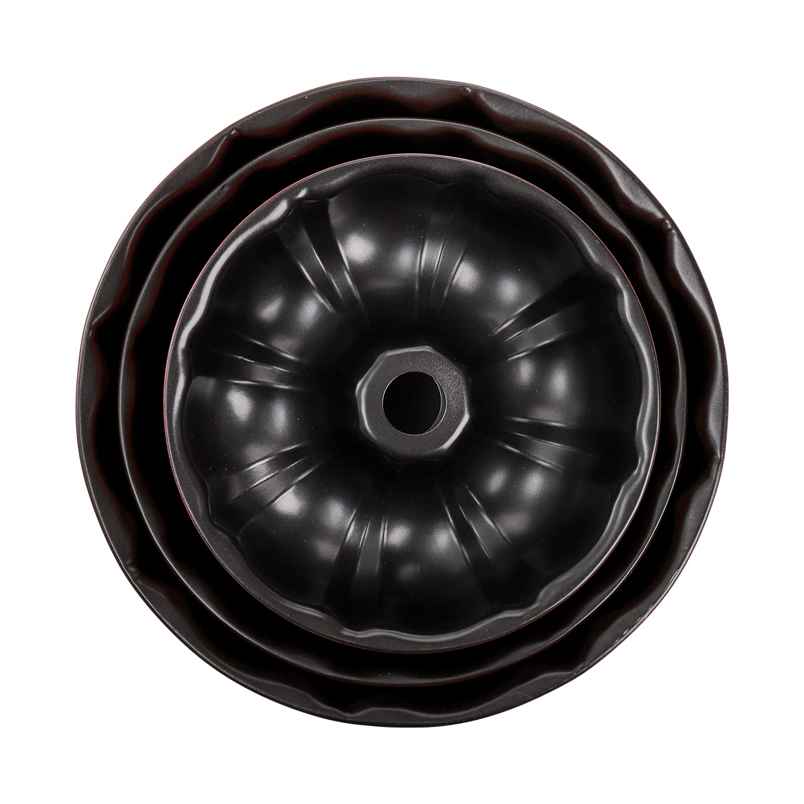 Tosnail 3 Pack Non Stick Fluted Ring Cake Pan, Tube Pan Round Cake Pan Steel Baking Pan Instant Pot Bakeware - 7", 8.5", 9.5", Red - Image 3