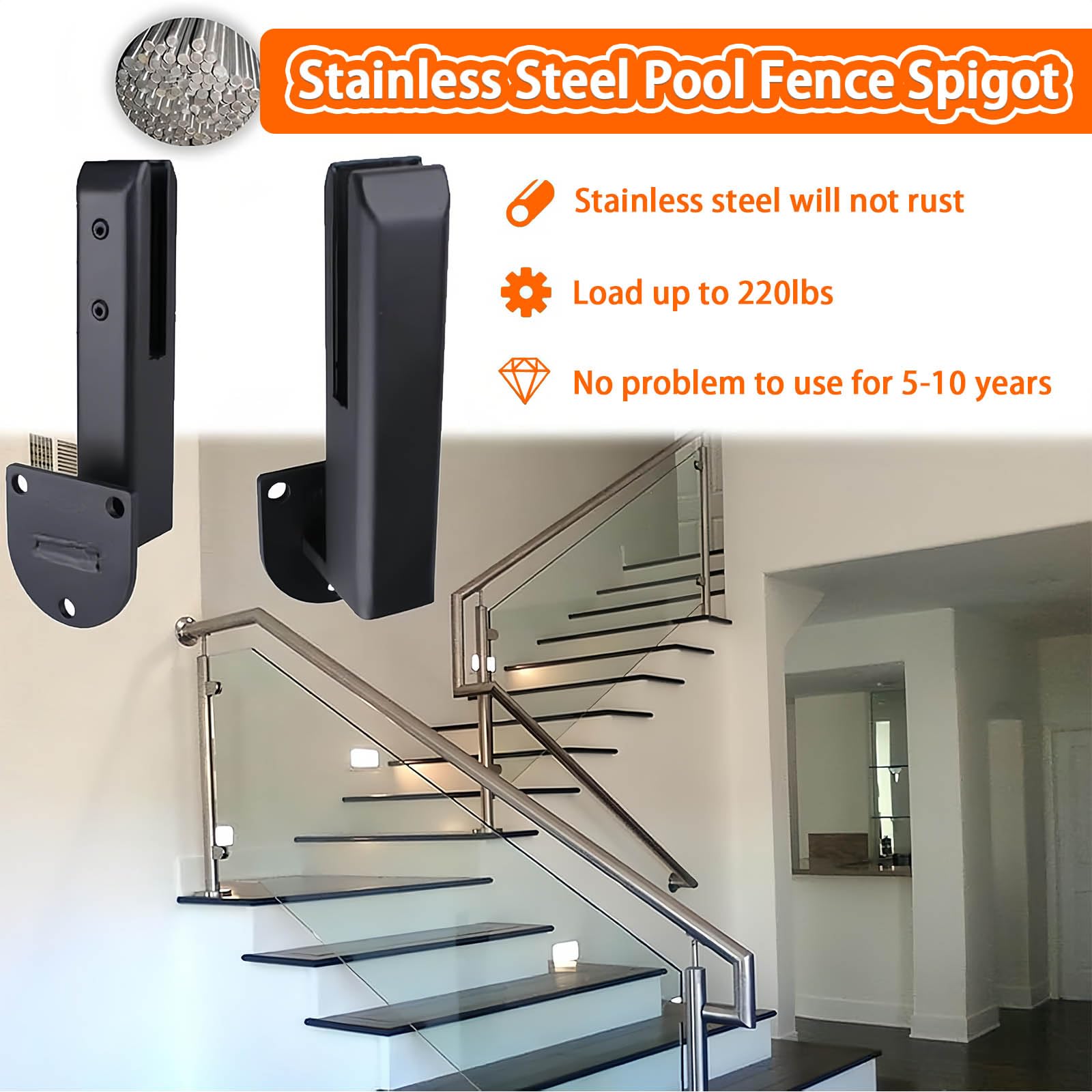 Soporte de montaje de vidrio, abrazaderas de acero inoxidable para sistema de barandillas, ideal para terraza de jardín, balcón y pasamanos de escalera