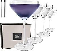 Vista 10 de MORA PURE Copas de Martini, Juego de 4 de 7 onzas - Cristal Premium Soplado a Mano para Cócteles, Martinis, Bar en Casa, Cosmos, Gimlet, Fiestas