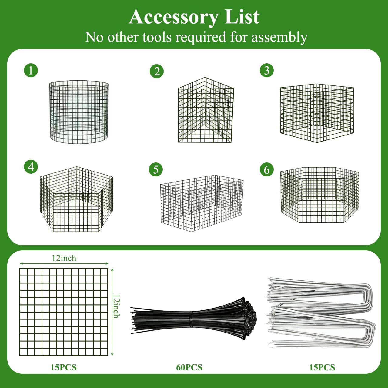 DAYUMKOU 5 Pack Plant Protector from Animals, 12" Dia×12" H Wire Plant Protectors, 15 Pcs Metal Mesh Chicken Wire Cloche to Keep Animals Out with Zip Ties & Stakes