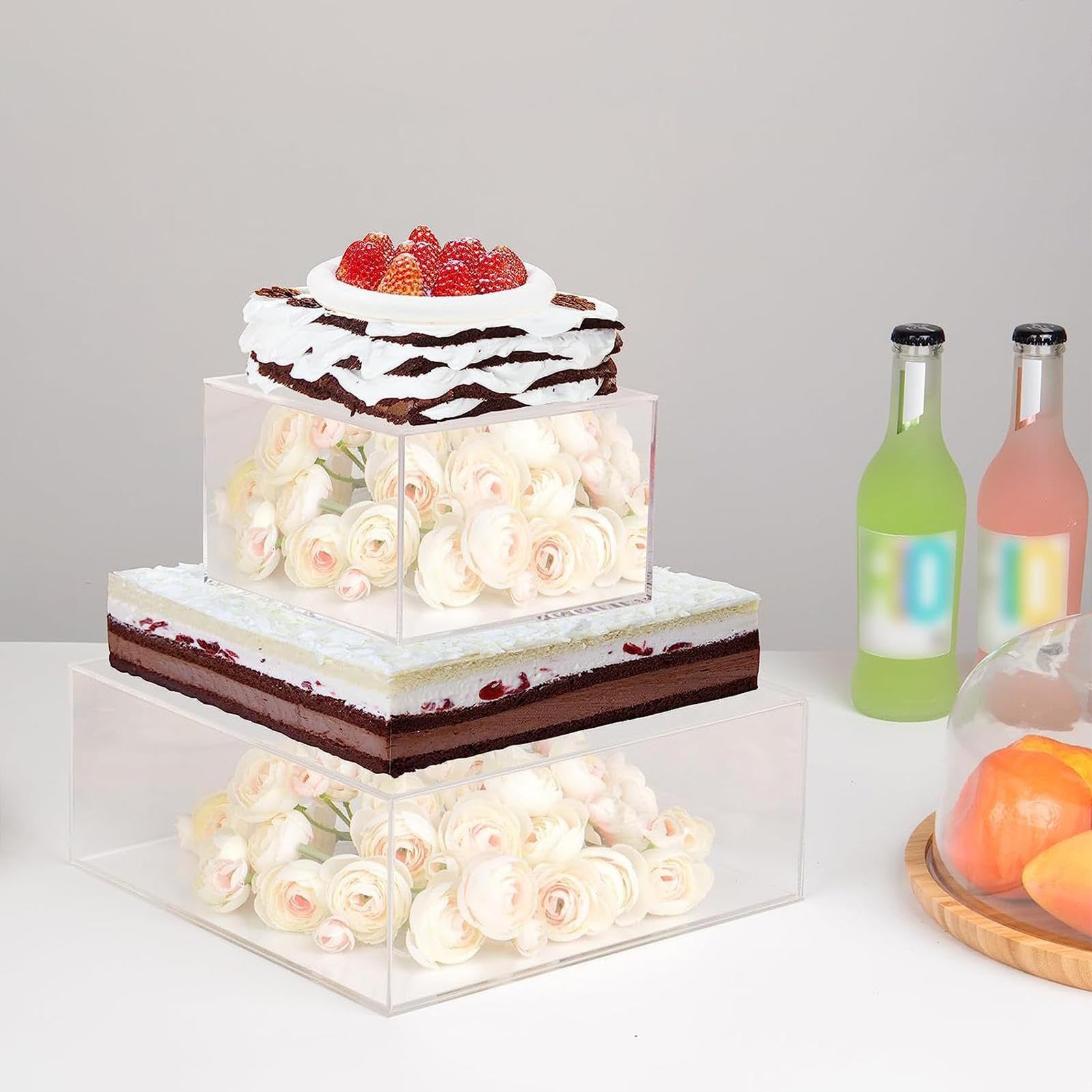 Soporte de exhibición de acrílico para pasteles Soporte cuadrado para