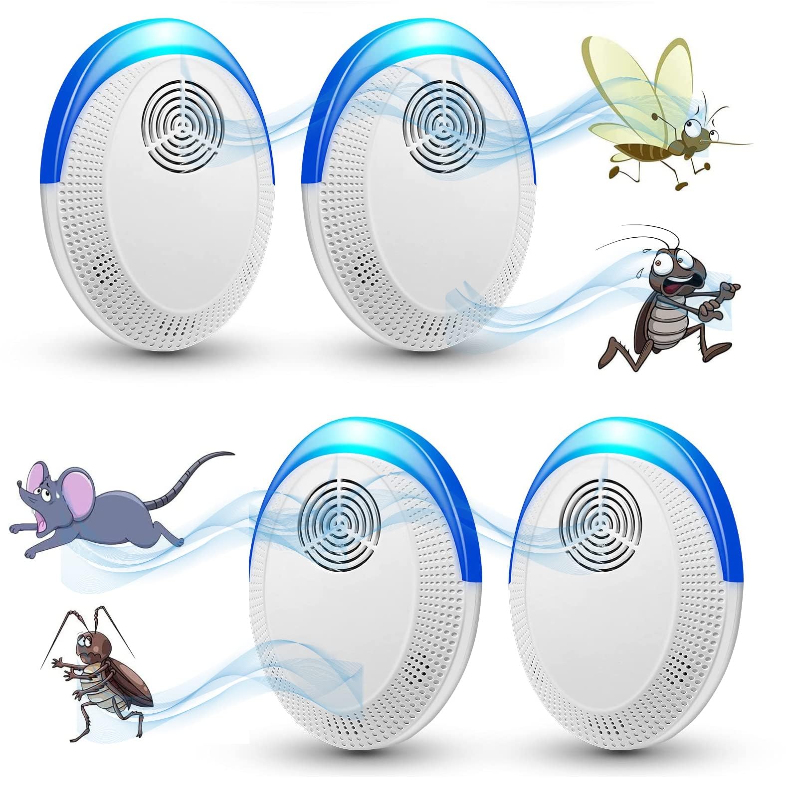 Ultrasonic Mosquito Repellent, Electronic Pest Repeller Plug in for Mosquito,Mice,Roach,Spider,Insects, Indoor Pest Control for Living Room, Garage, Office, Hotel (4 Pack)
