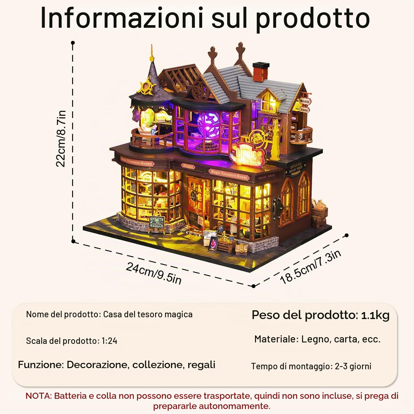 Kit fai da te per case in miniatura, CUTE ROOM Casa magica Kit artigianale per casa delle bambole Kit modello per adulti per costruire un regalo di compleanno per Uomini e donne