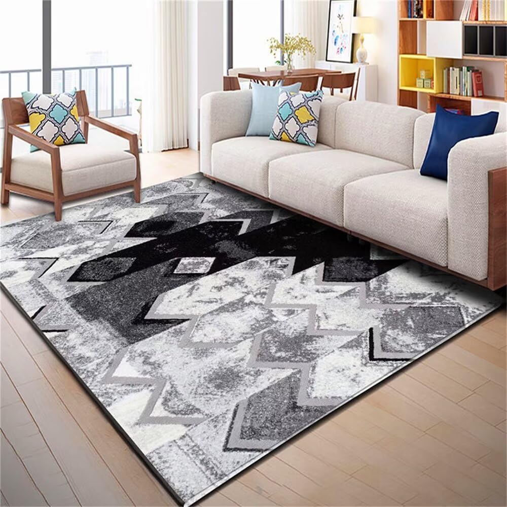 Tapis lavable sur mesure au design minimaliste gris 200X260CM pour chambre et extérieur