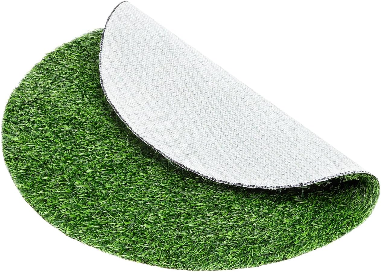 Artificial Grass Mat Round Fake Turf Tiles Realistic Grass Rug for Balcony Patio Outdoor Faux Placemats DIY Crafts and Decorations Textured Grip Backing