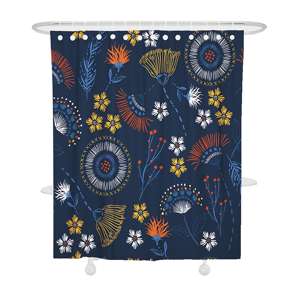 Oduo Floral 3D Shower Curtains Bathroom Shower Curtains Mould Proof Resistant Waterproof Washable Shower Curtain Liner With 12 Hooks - Flowers Print Bath Curtain (,150X180cm)