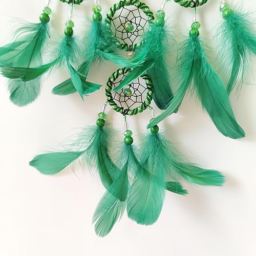 Miniatura 5 de SOYUZU Atrapasueños pequeños verdes para dormitorio, atrapasueños de plumas para adultos, atrapasueños para colgar en la pared, regalos de bendición