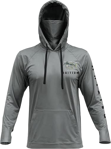 Fishing Shirts for Men,UPF50 Hooded Long Sleeve with Gaiter, Sun Protection Dry Fit Apparel, Face Mask, Fishing Clothes
