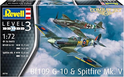 Miniatura 2 de Revell RV03710 Juego de Combate Bf109G-10 & Spitfire Kit de modelo de plástico, sin pintar