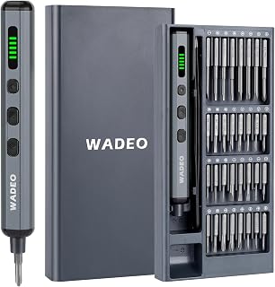 WADEO 82 en 1 Tournevis Électrique Précision Sans Fil, Set Mini Tournevis | 64 Embouts Magnétiques en Acier S2, 5 Réglages Couple+4 LED, pour Montre/ Lunettes/ Téléphone/ Ordinateur/ Drone