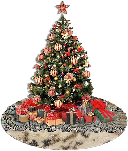 Miniatura 3 de Faldas rústicas de cuero para árbol de Navidad de cuero verde azulado occidental, decoraciones de Halloween, suministros de fiesta de Navidad,