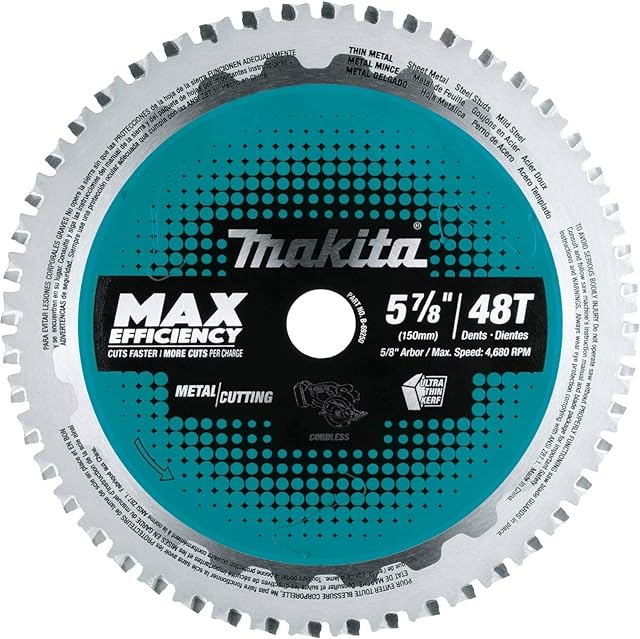 Makita Efficut B-69331 Saw Blade Metal Aluminium for Cordless Metal Circular Saws (150 x 1.1 x 20 mm, 48 Teeth)